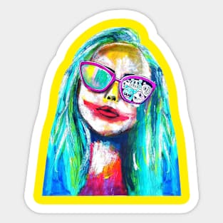 blue hair lisa Sticker